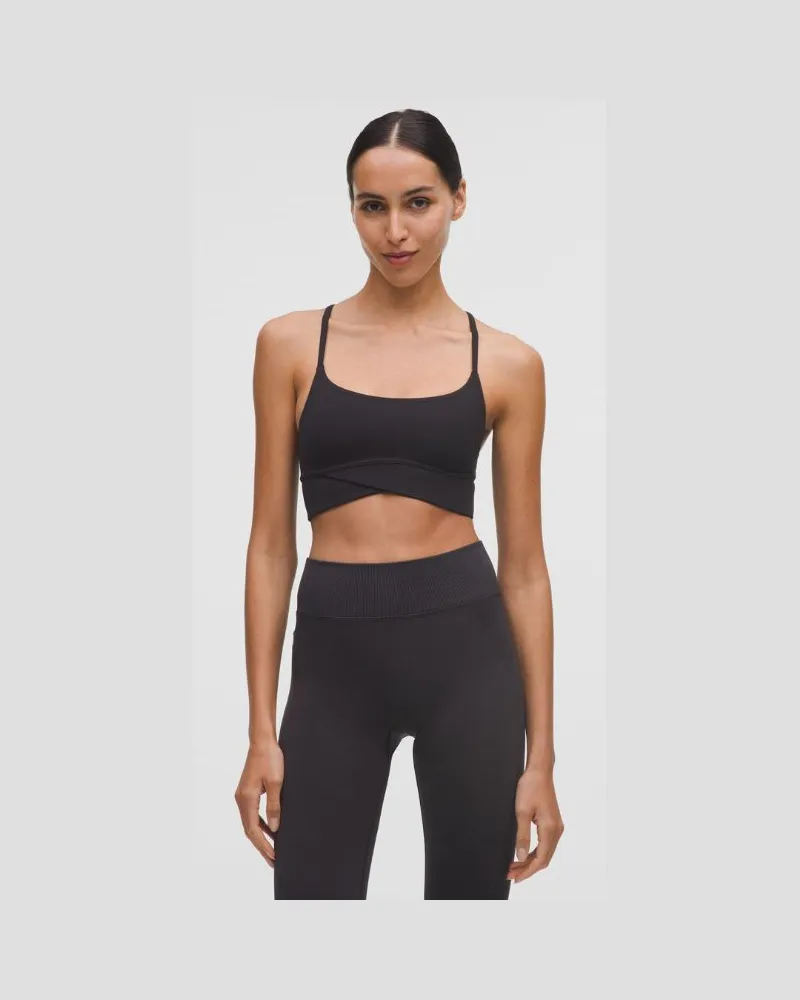 LULULEMON Wunder Train BH mit Wickeldesign Leichter Halt für A/B-Cups für Frauen – Größe in Black Black