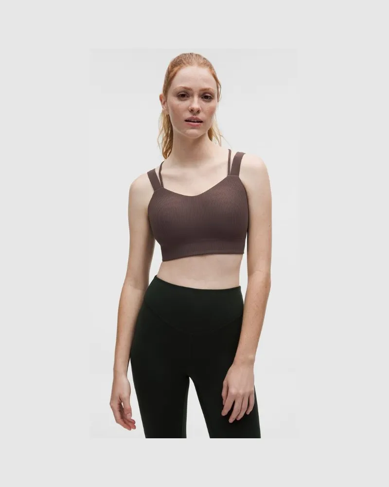 LULULEMON Like a Cloud Gerippter Longline-BH Leichter Halt D/DD-Cups für Frauen – Größe in Espresso Espresso