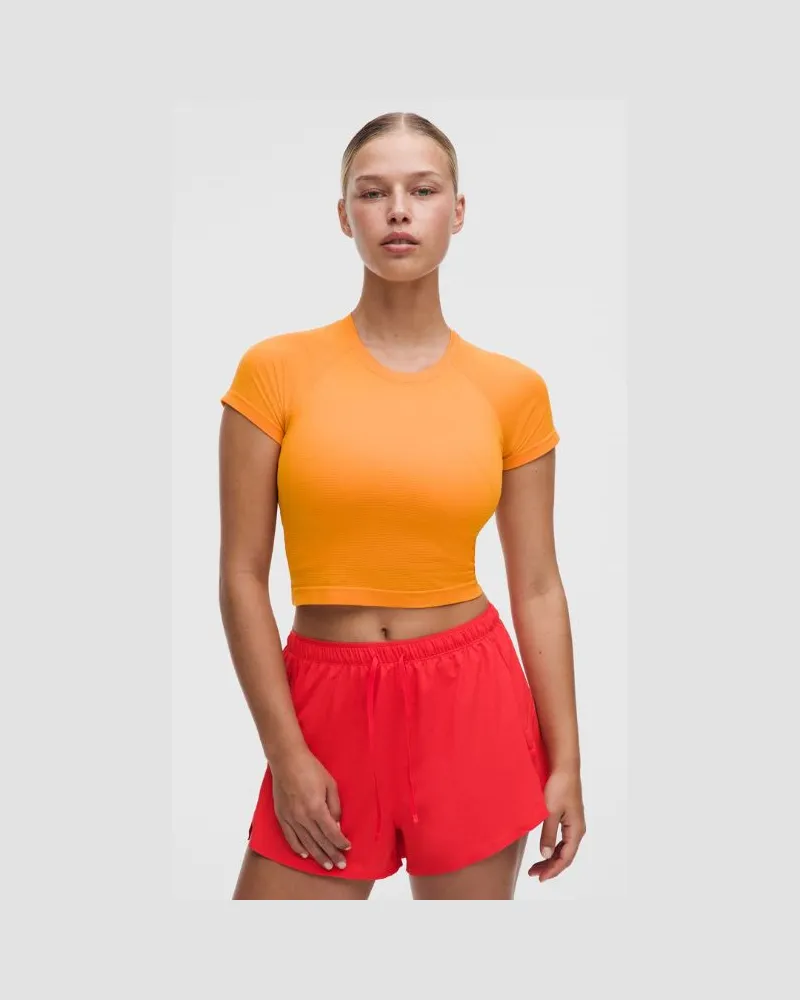 LULULEMON Swiftly Tech Crop-Kurzarmshirt 2.0 für Frauen – Orange – Größe Citrus