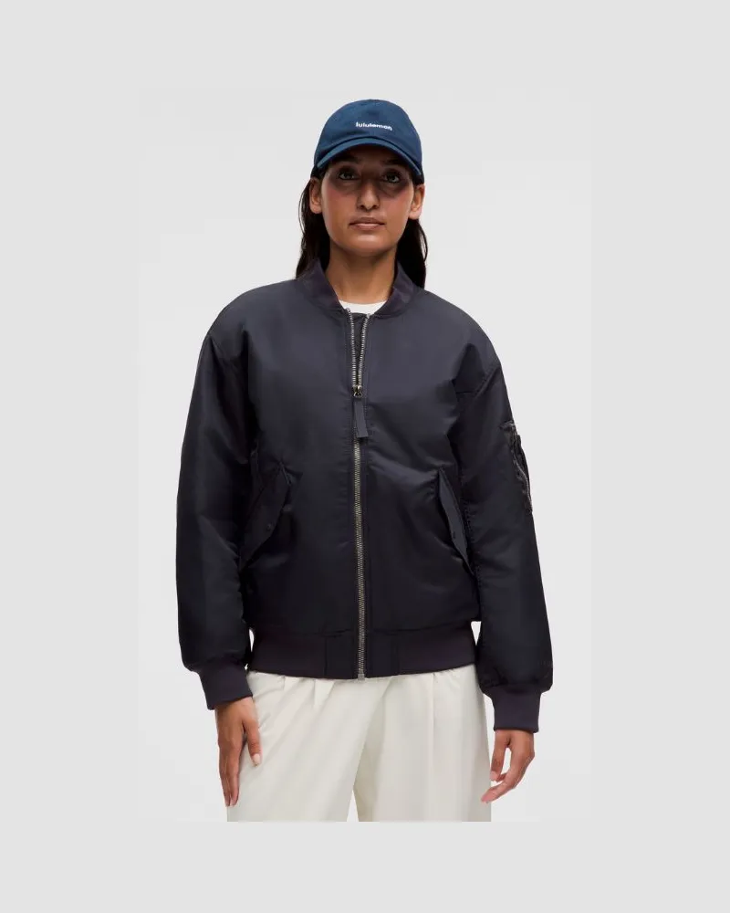 LULULEMON Isolierte Fliegerjacke im Oversized Fit für Frauen – Größe in Black Night/Black Black