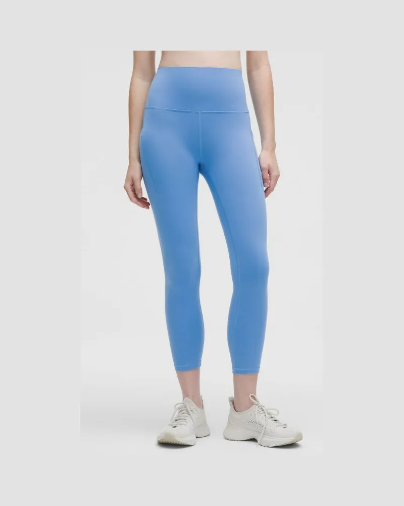 LULULEMON Wunder Train Crop Leggings mit hohem Bund und Taschen für Frauen – 58 cm – Größe in Pool Party Pool