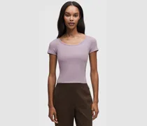Hold Tight T-Shirt mit Mikrorippenstruktur und überkreuztem Design hinten für Frauen – Größe in Lotus Lavender