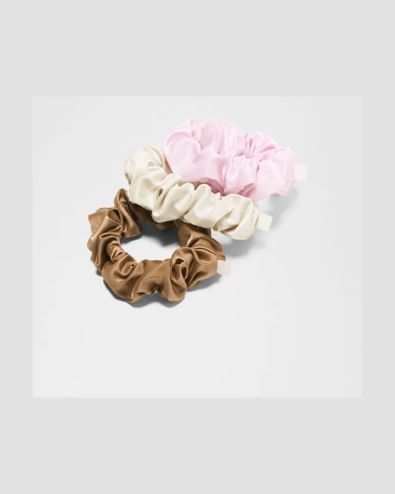 LULULEMON Uplifting Scrunchies aus Satin 3er-Pack in Camel Brown/Blissful Pink/Light Ivory Camel