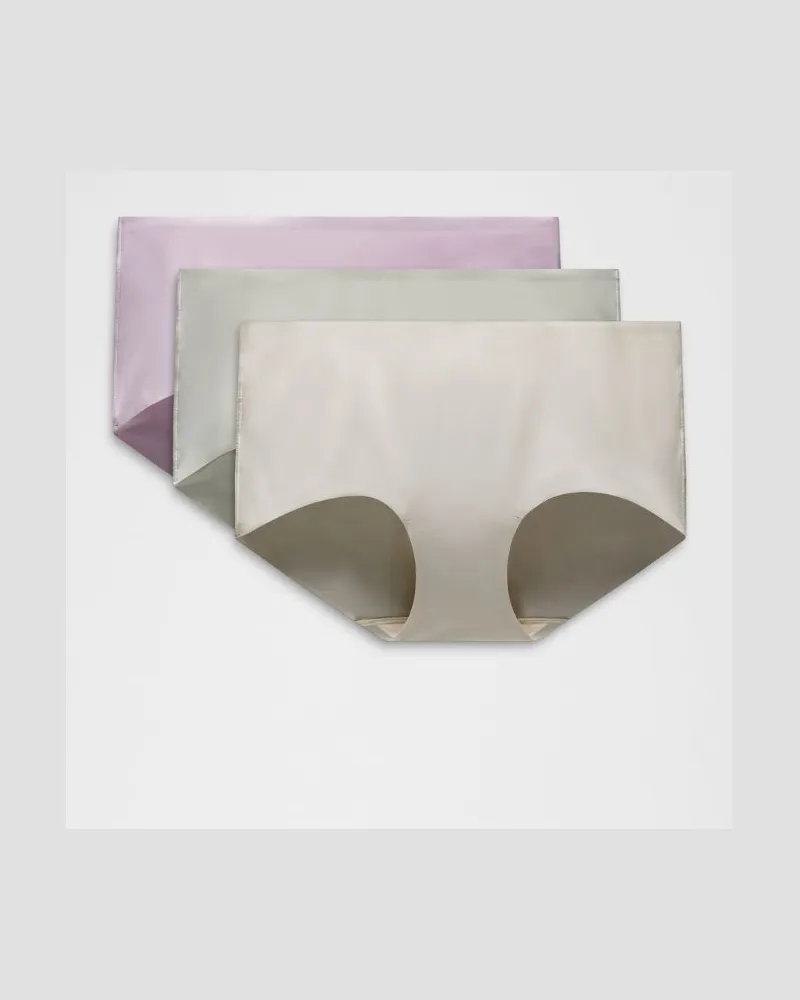 LULULEMON InvisiWear Boyshorts mit mittelhohem Bund 3er-Pack für Frauen – Größe in Light Ivory/Lilac Play/Meadow Haze Light