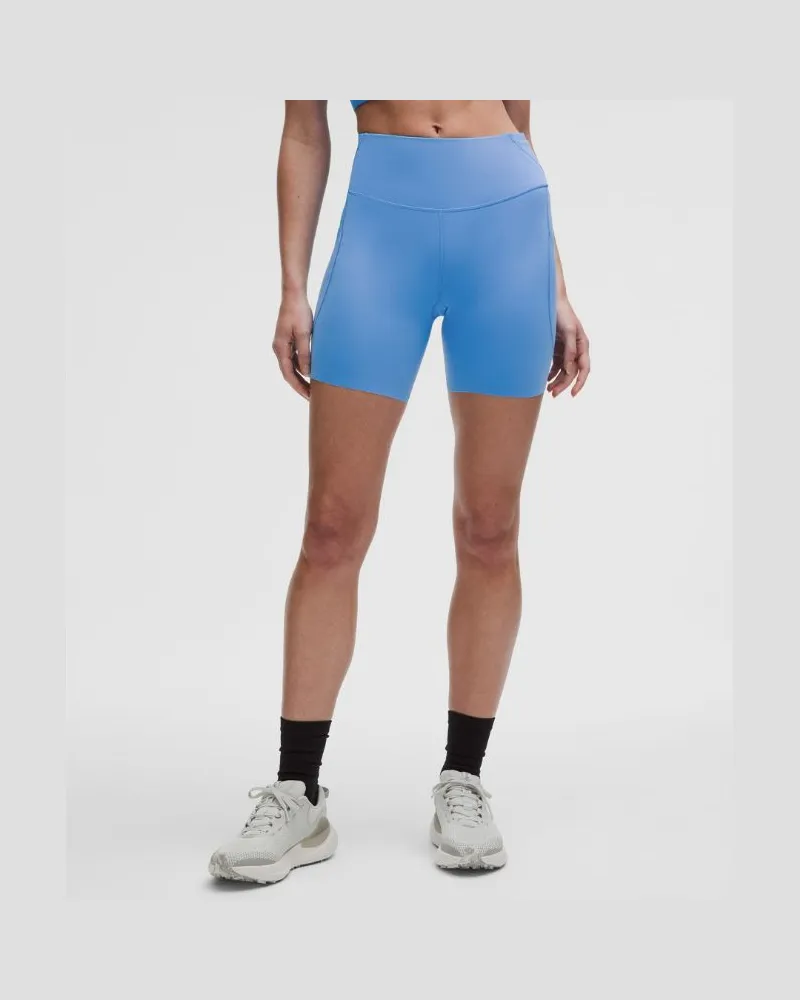 LULULEMON Fast and Free Shorts mit hohem Bund 5 Taschen für Frauen – 15 cm – Größe in Pool Party Pool