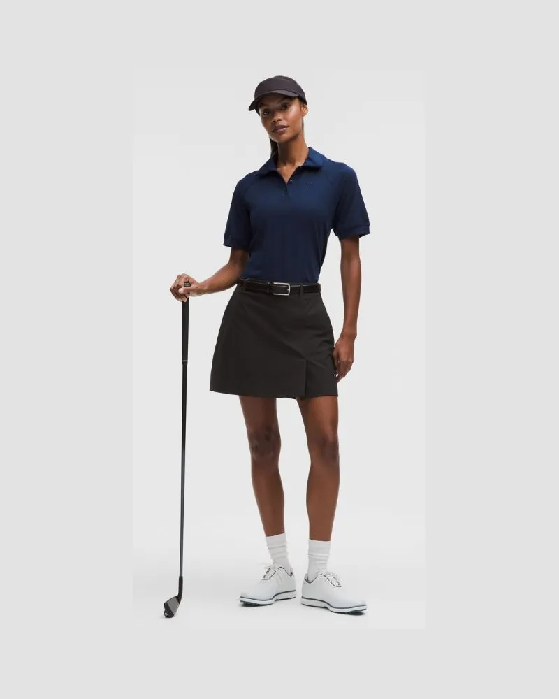 LULULEMON Stretch Front Pleat Golf Skirt Embroidered Logo für Frauen – Größe in Black Black