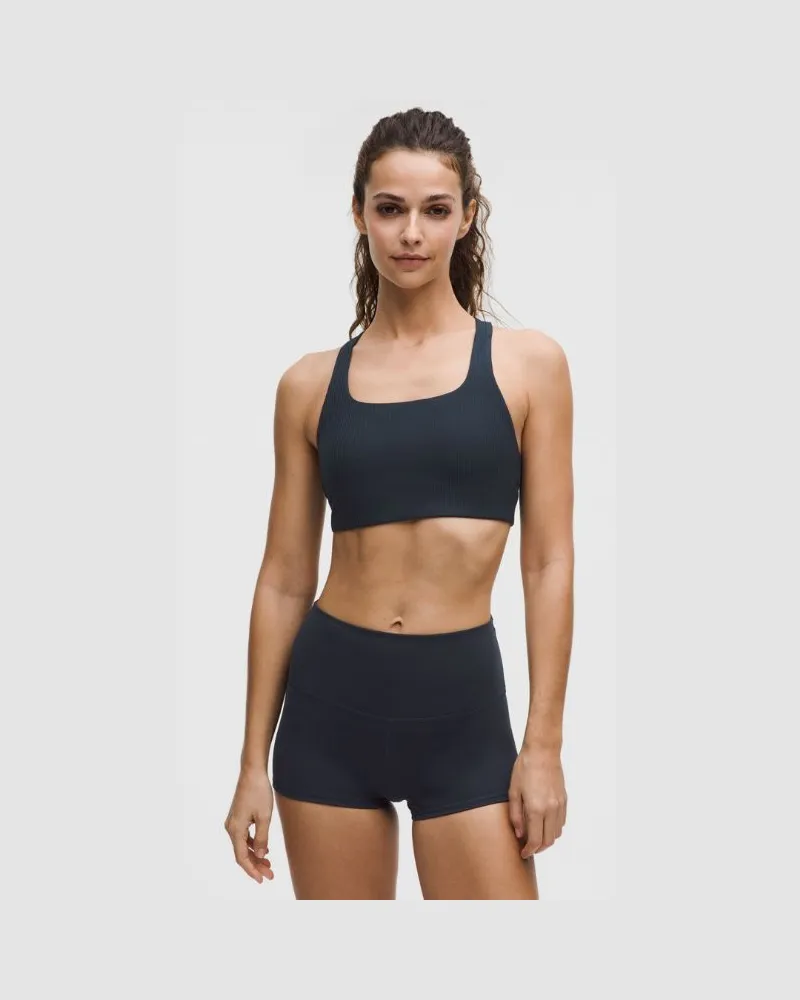 LULULEMON All-Time Hero Ribbed Sports Bra Medium Support, B/C Cup für Frauen – Größe in True Navy True