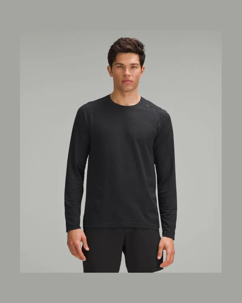 LULULEMON Metal Vent Tech Langarmshirt e Passform für Männer – Größe in Graphite Grey/Black Graphite