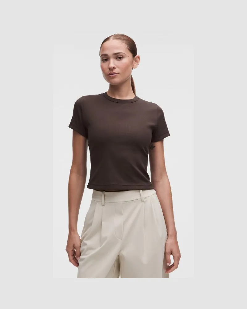 LULULEMON Little geripptes T-Shirt für Frauen – Größe in Mahogany Muse Mahogany