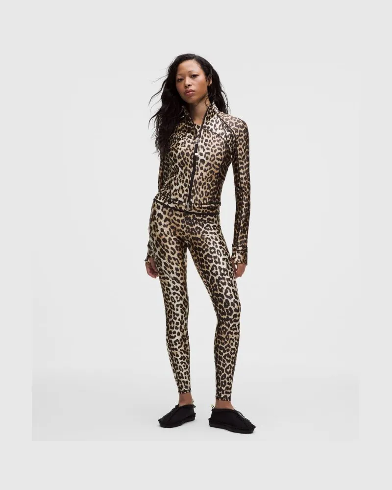 LULULEMON GANNI x Leggings mit mittelhohem Bund und gerüschtem Besatz für Frauen – 71 cm – Größe in Leopard Multi Leopard