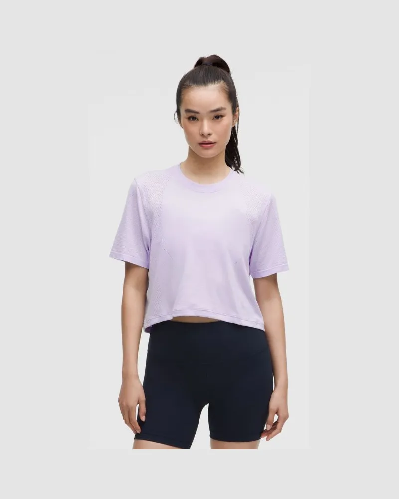 LULULEMON Swiftly Crop-T-Shirt im Oversized Fit für Frauen – Größe in Lavender Frost Lavender