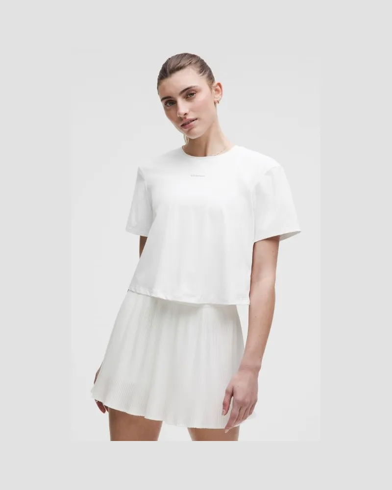 LULULEMON Pace Crush T-Shirt mit überkreuzter Rückseite und Grafik für Frauen – Größe in White White