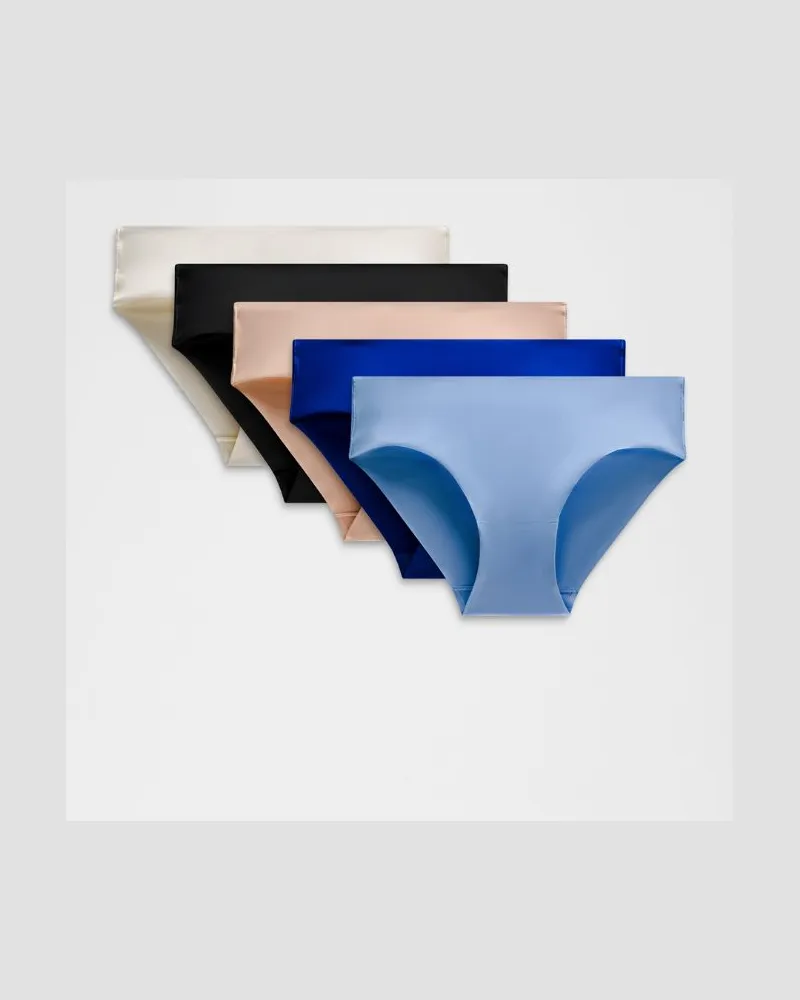 LULULEMON InvisiWear Bikini-Unterwäsche mit mittelhohem Bund 5er-Pack für Frauen – Größe in Black/Light Ivory/Misty Shell Black