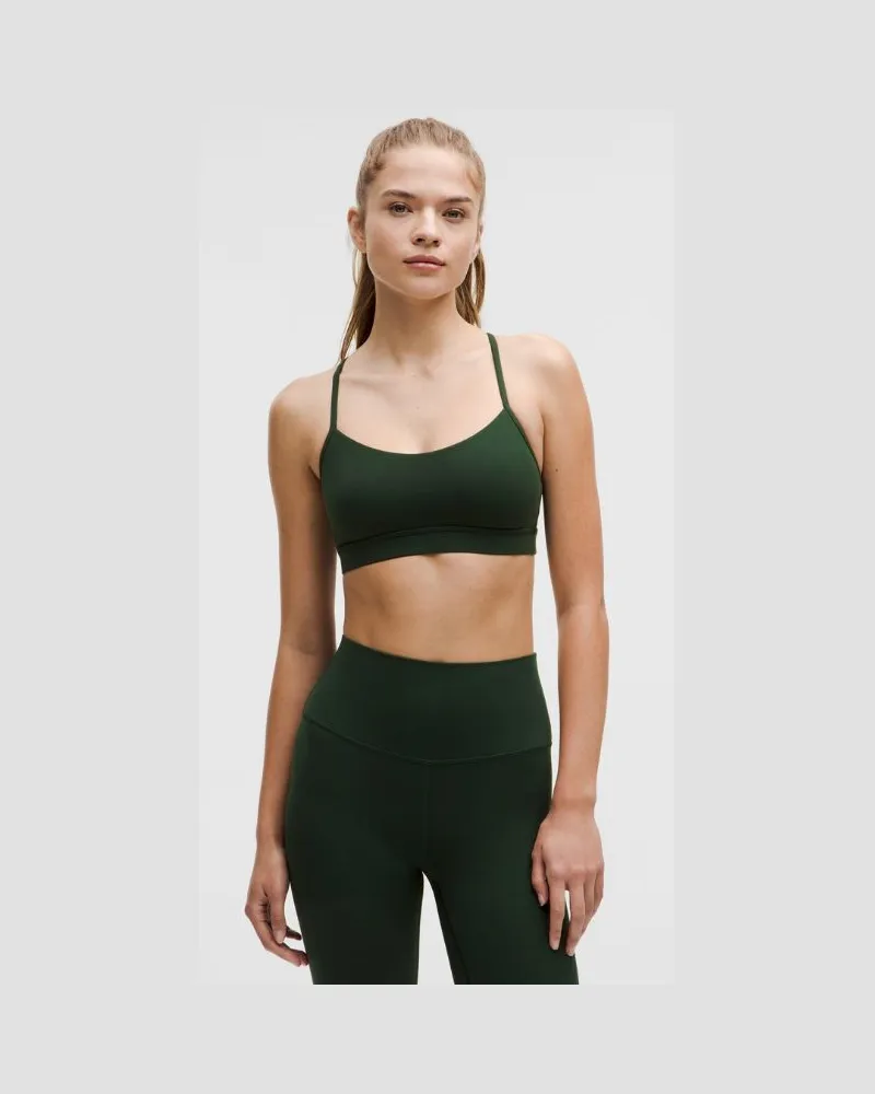 LULULEMON Flow Y BH Nulu Leichter Halt A/C-Cups für Frauen – Größe in Rainforest Green Rainforest