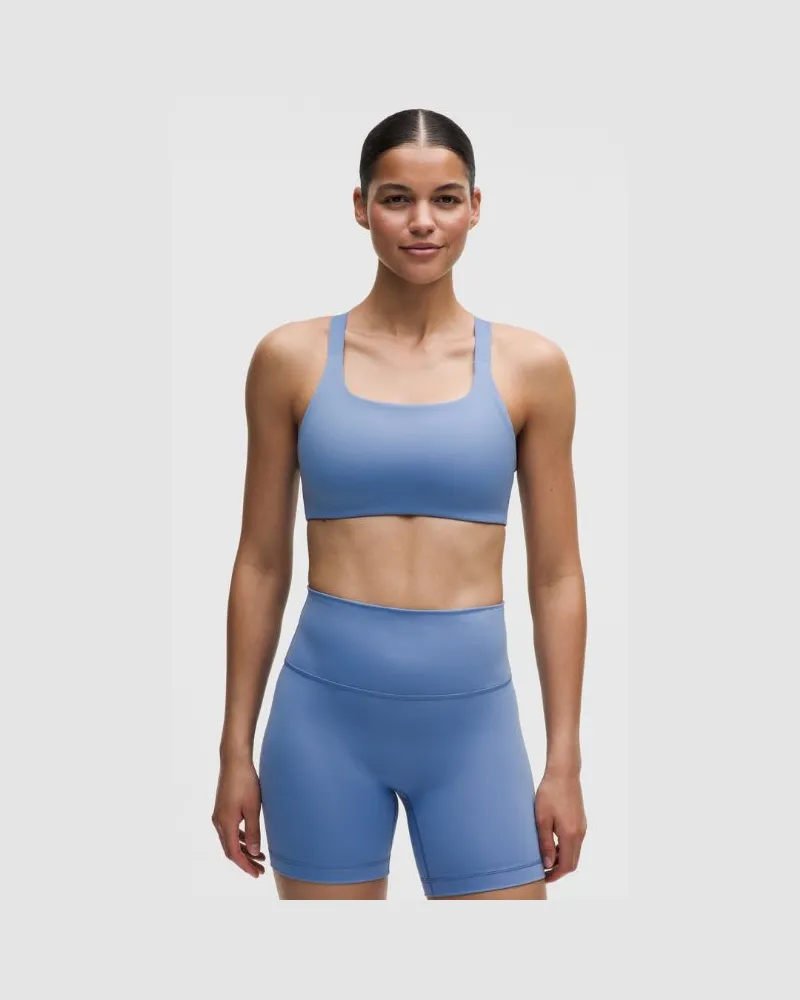 LULULEMON Trainings-BH aus Ultralu mit quadratischem Ausschnitt Mittlerer Halt B/C-Cups für Frauen – Größe in Prep Blue Prep