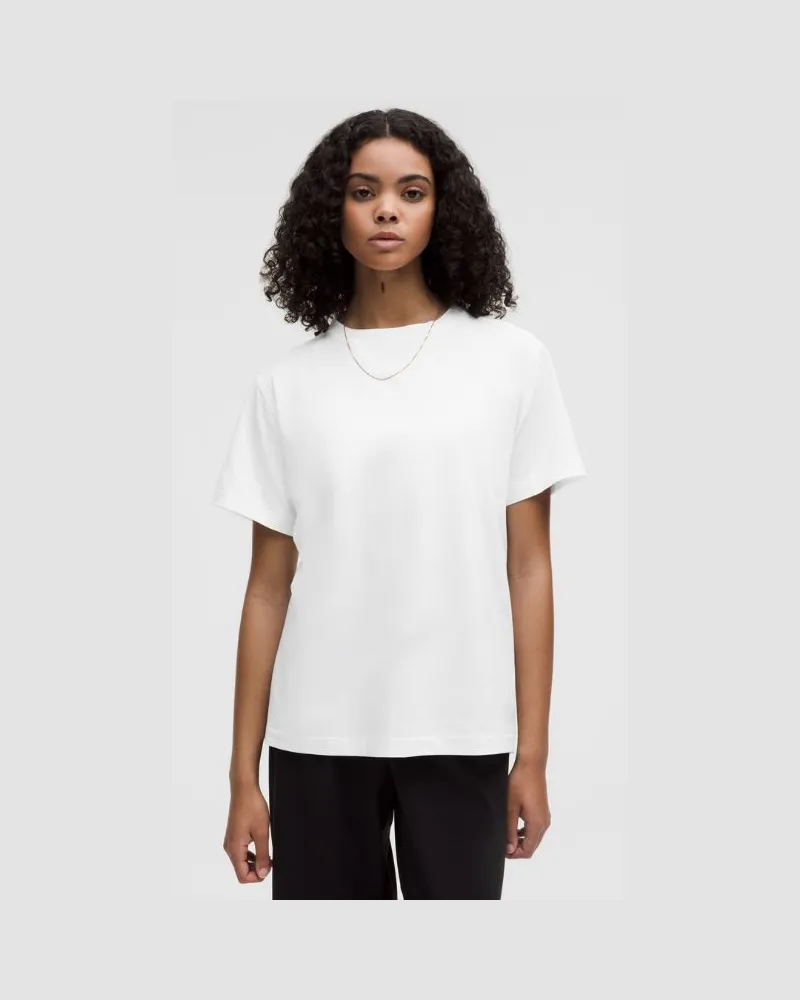 LULULEMON T-Shirt aus Bio- mit Rundhalsausschnitt für Frauen – Größe in White White