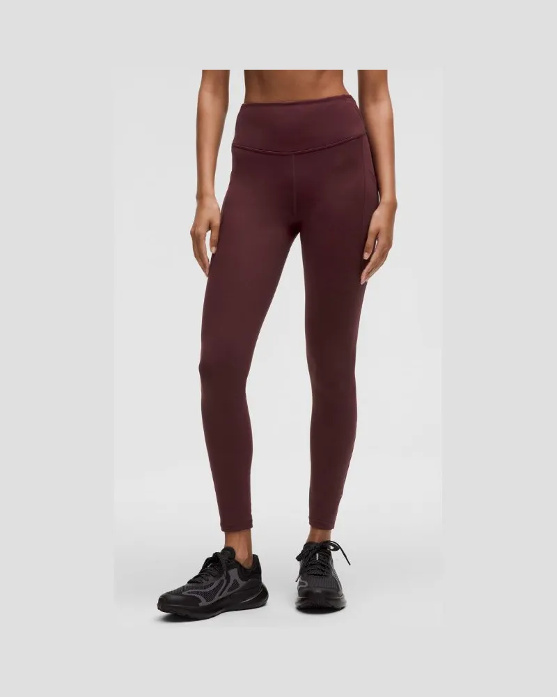 LULULEMON Fast and Free Leggings aus Fleece mit hohem Bund Taschen für Frauen – 71 cm – Größe in Garnet Garnet