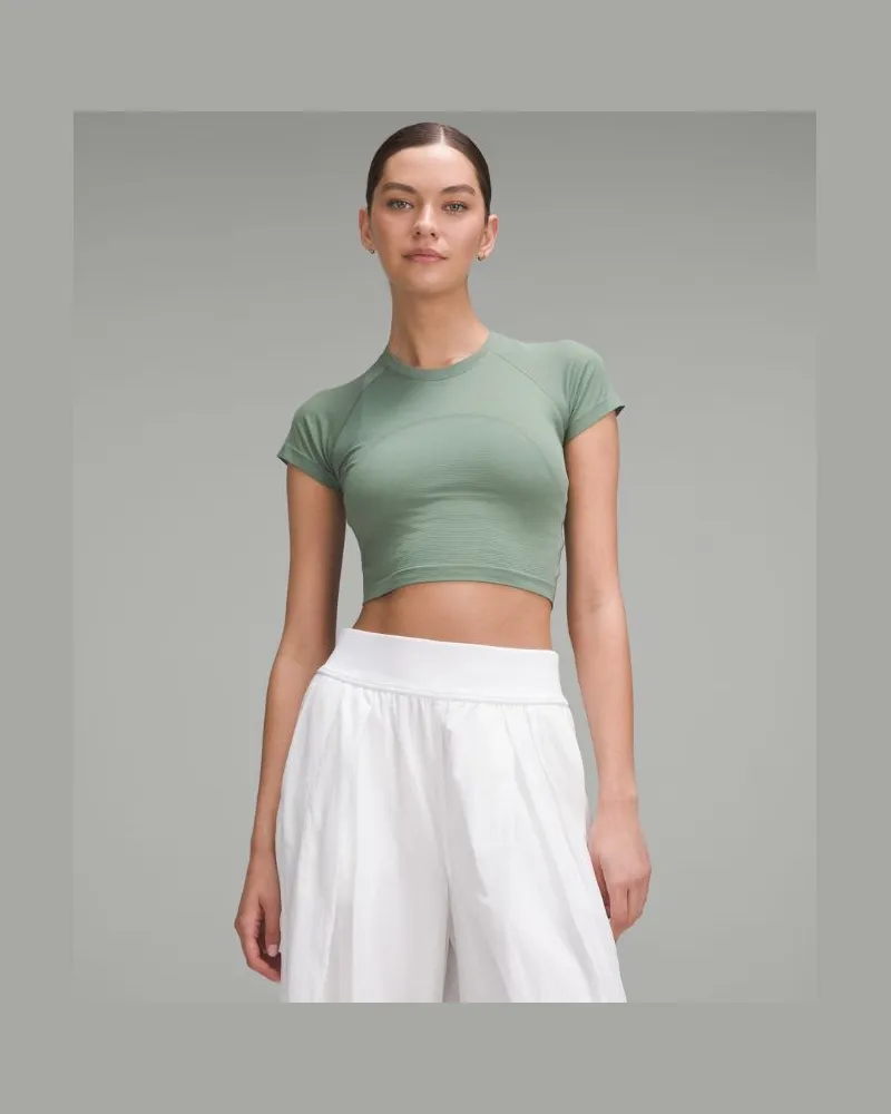 LULULEMON Swiftly Tech Crop-Kurzarmshirt 2.0 für Frauen – Größe in Grey Eucalyptus Grey
