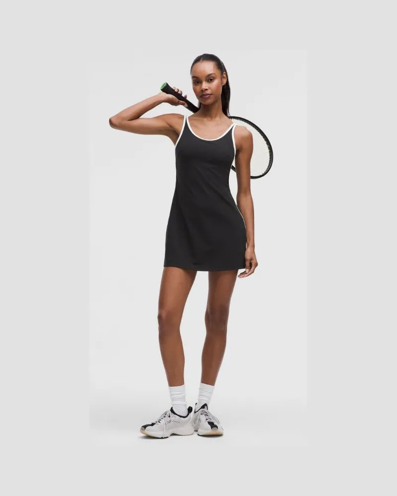 LULULEMON Tenniskleid mit U-Ausschnitt und Cut-out für Frauen – Größe in Black/White Black