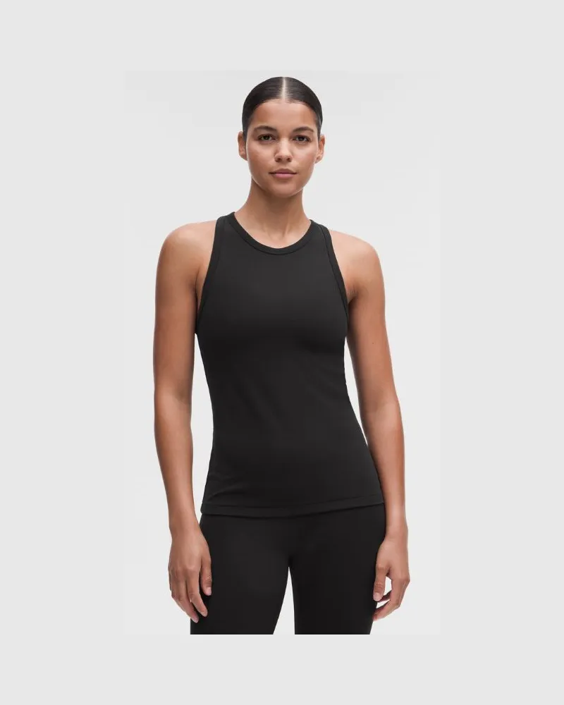 LULULEMON Hochgeschlossenes Tanktop aus geripptem Material für Frauen – Größe in Schwarz Schwarz