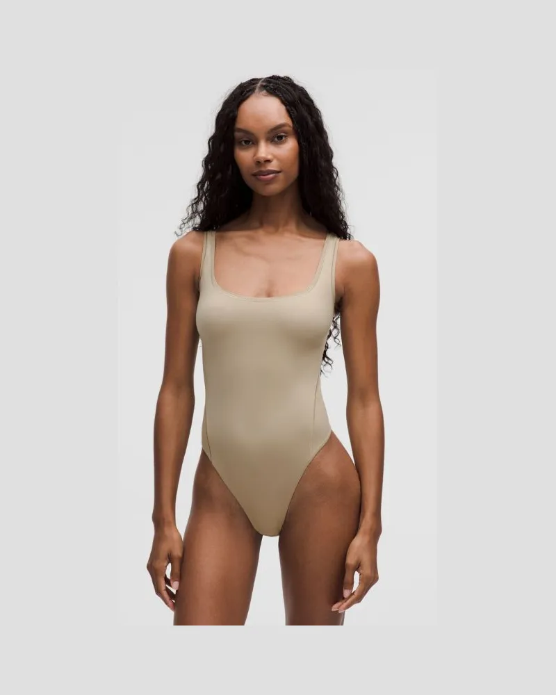 LULULEMON Wundermost Ultraweicher ärmelloser Nulu Body mit quadratischem Ausschnitt für Frauen – Größe in Sheer Oak Sheer