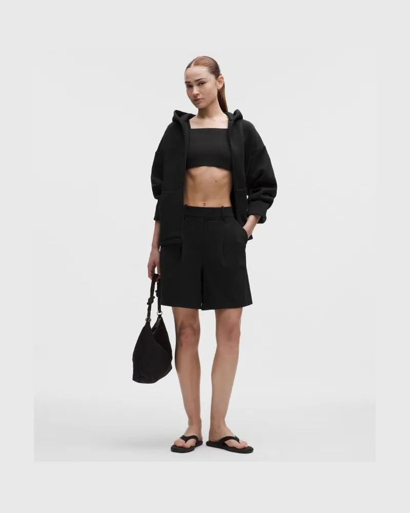LULULEMON Daydrift plissierte Shorts mit hohem Bund für Frauen – 18 cm – Größe in Schwarz Schwarz