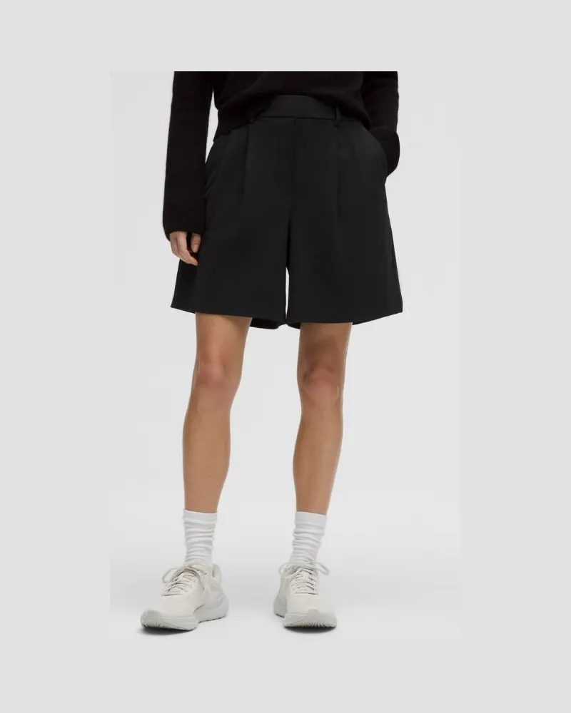 LULULEMON Daydrift plissierte Shorts mit hohem Bund für Frauen – 18 cm – Größe in Schwarz Schwarz