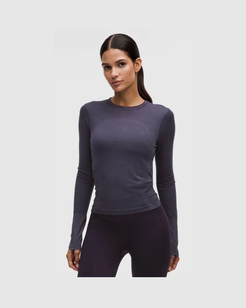 LULULEMON Swiftly Langarmshirt aus Wolle für Frauen – Größe in Atmospheric Purple Atmospheric