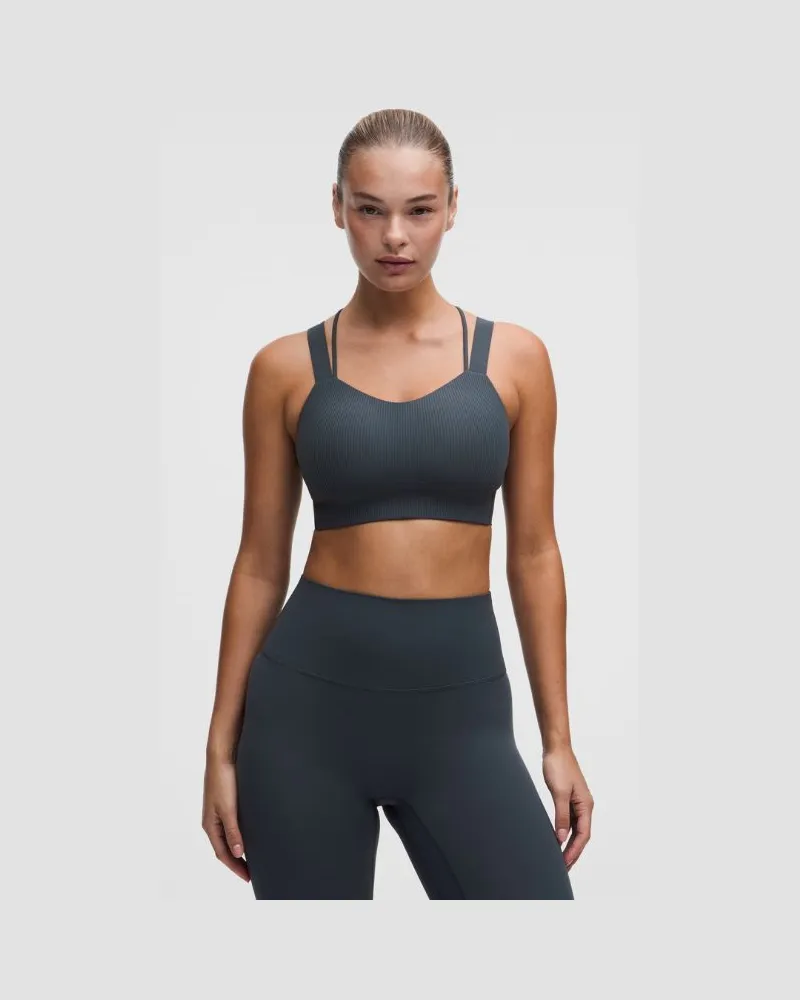 LULULEMON Like a Cloud Gerippter Longline-BH Leichter Halt für D/DD-Cups für Frauen – Größe in Smoky Velvet Smoky