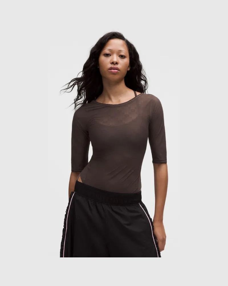 LULULEMON GANNI x Jacquard-Body mit kurzen Ärmeln und für Frauen – Größe in Espresso Espresso