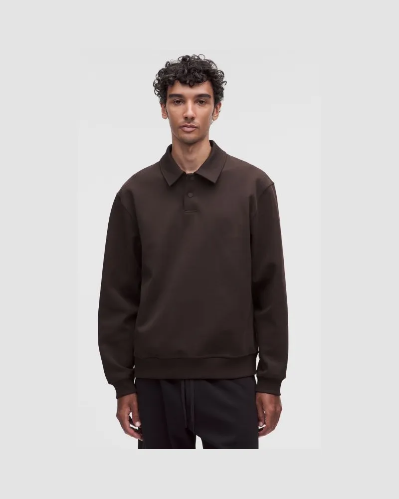 LULULEMON Grand Standard Langarm-Poloshirt für Männer – Größe in Mahogany Muse Mahogany