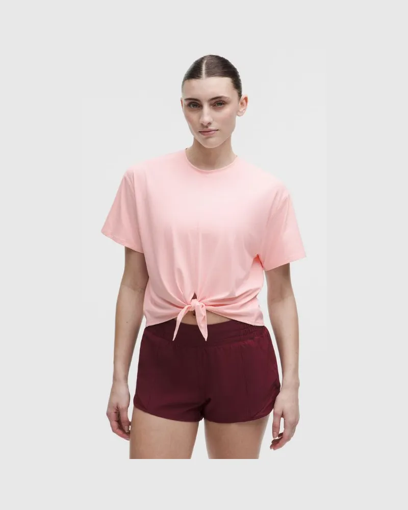 LULULEMON All-Sport Tie-Front Short-Sleeve Shirt für Frauen – Größe in Pink Pearl Pink