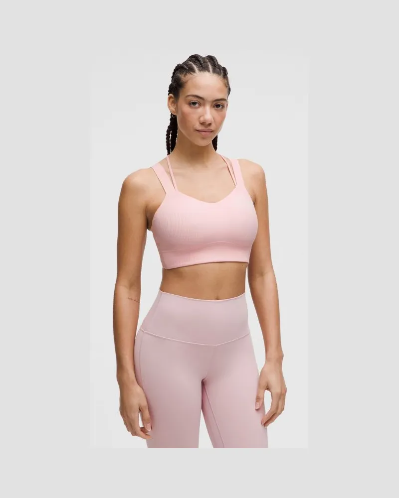LULULEMON Like a Cloud Gerippter Longline-BH Leichter Halt D/DD-Cups für Frauen – Größe in Strawberry Milkshake Strawberry