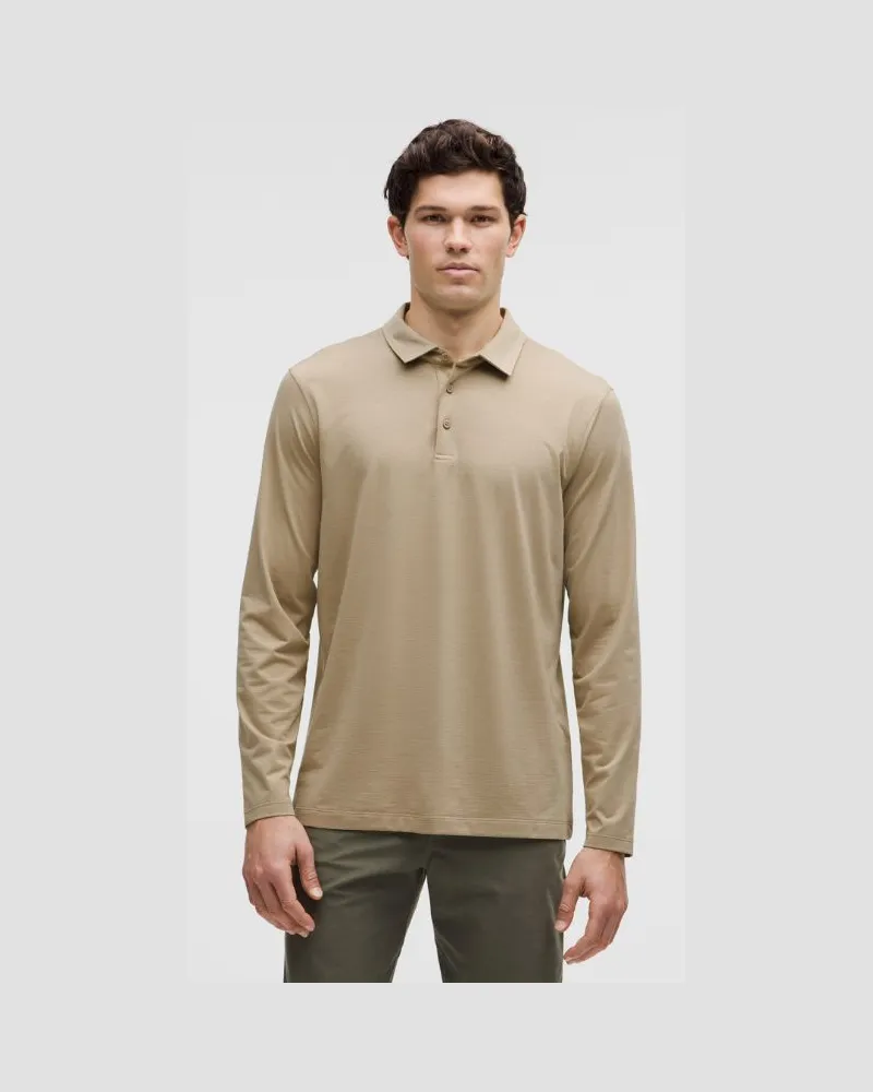 LULULEMON Evolution Langarm-Poloshirt für Männer – Größe in Sheer Oak Sheer