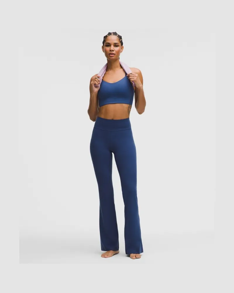 LULULEMON Groove Hose mit ausgestelltem Bein und hohem Bund aus Nulu Normale Länge für Frauen – Größe in Blue Twill Blue