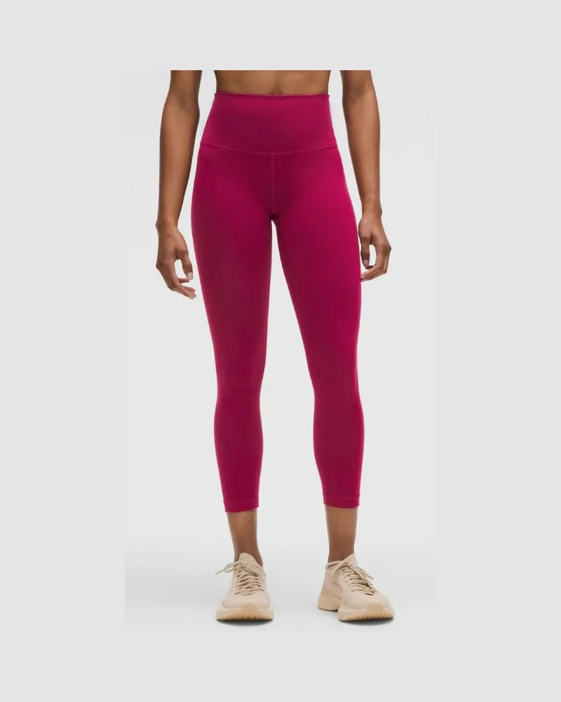 LULULEMON Wunder Train Crop Leggings mit hohem Bund für Frauen – 58 cm – Größe in Magenta Smoke Magenta