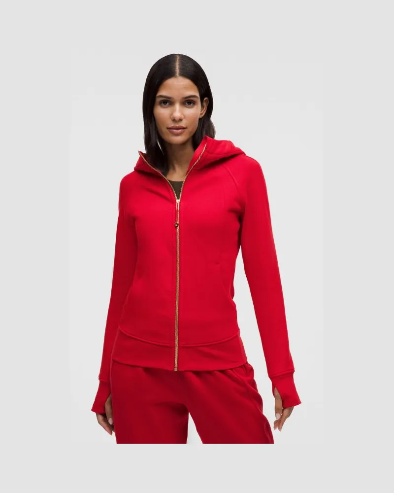 LULULEMON Scuba-Hoodie mit durchgehendem Reißverschluss für Frauen – Größe in Oxford Red/Gold Oxford
