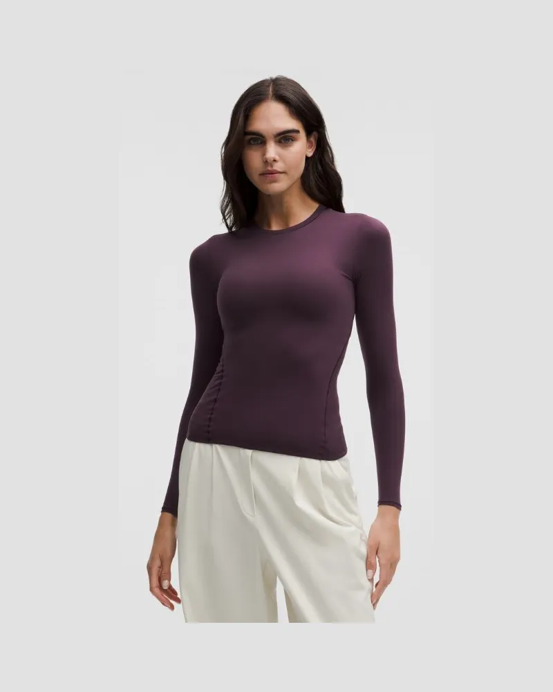 LULULEMON Wundermost Ultraweiches Langarmshirt mit Rundhalsausschnitt aus Nulu für Frauen – Größe in Black Plum Black