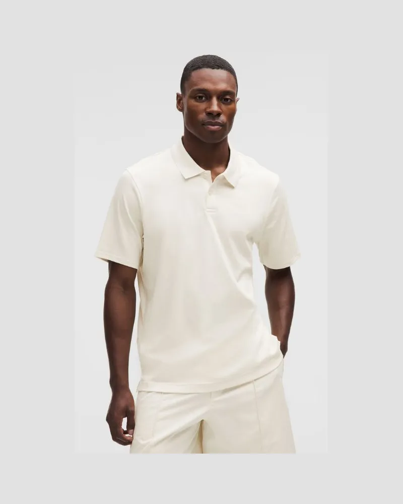 LULULEMON Kurzarm-Poloshirt aus Bio-Baumwolle für Männer – Größe in Light Ivory Light