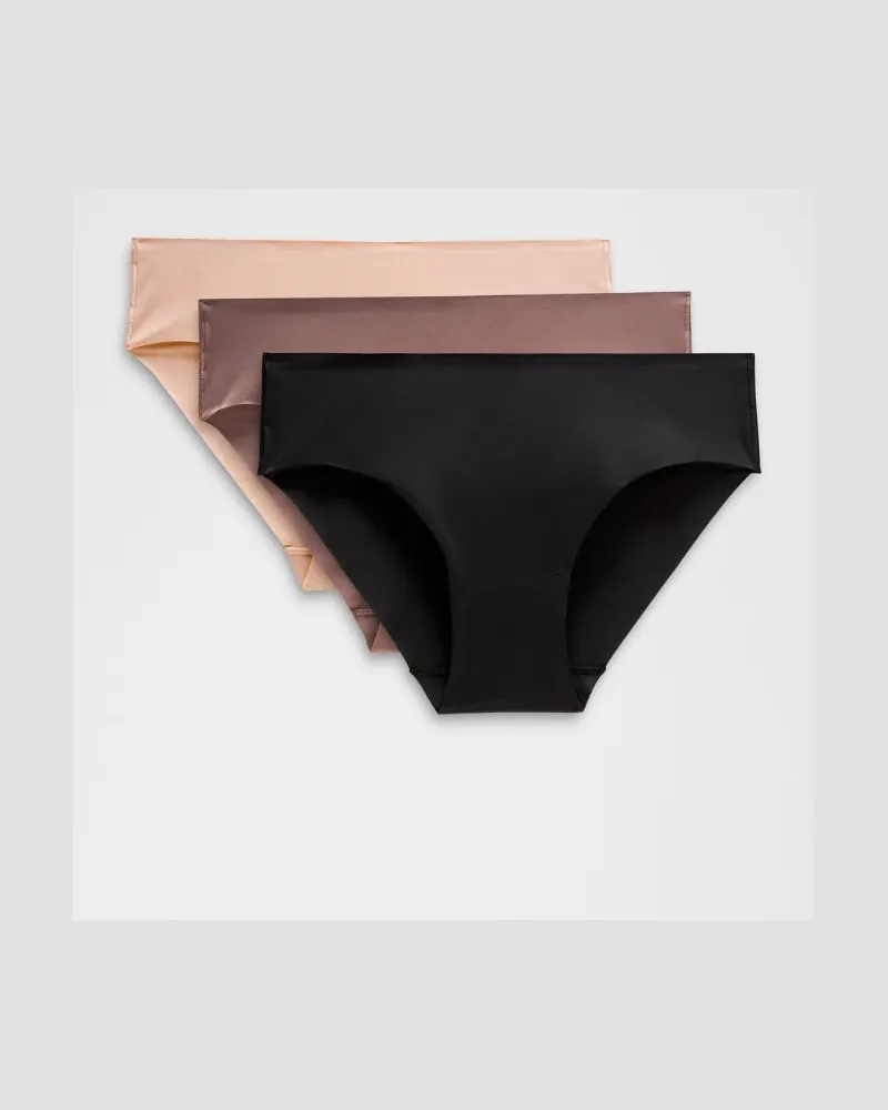 LULULEMON InvisiWear Bikini-Unterwäsche mit mittelhohem Bund 3er-Pack für Frauen – Größe in Black/Twilight Rose/Misty Shell Black