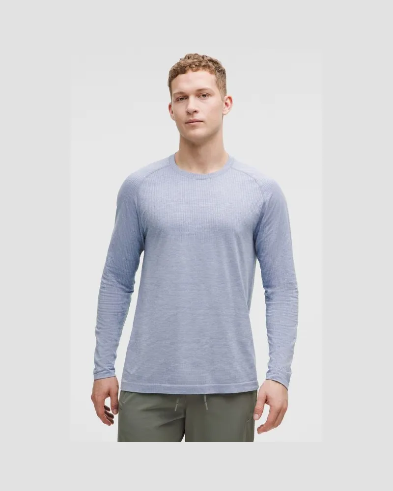 LULULEMON Metal Vent Tech Langarmshirt e Passform für Männer – Größe in Washed Denim/Starch Blue Washed