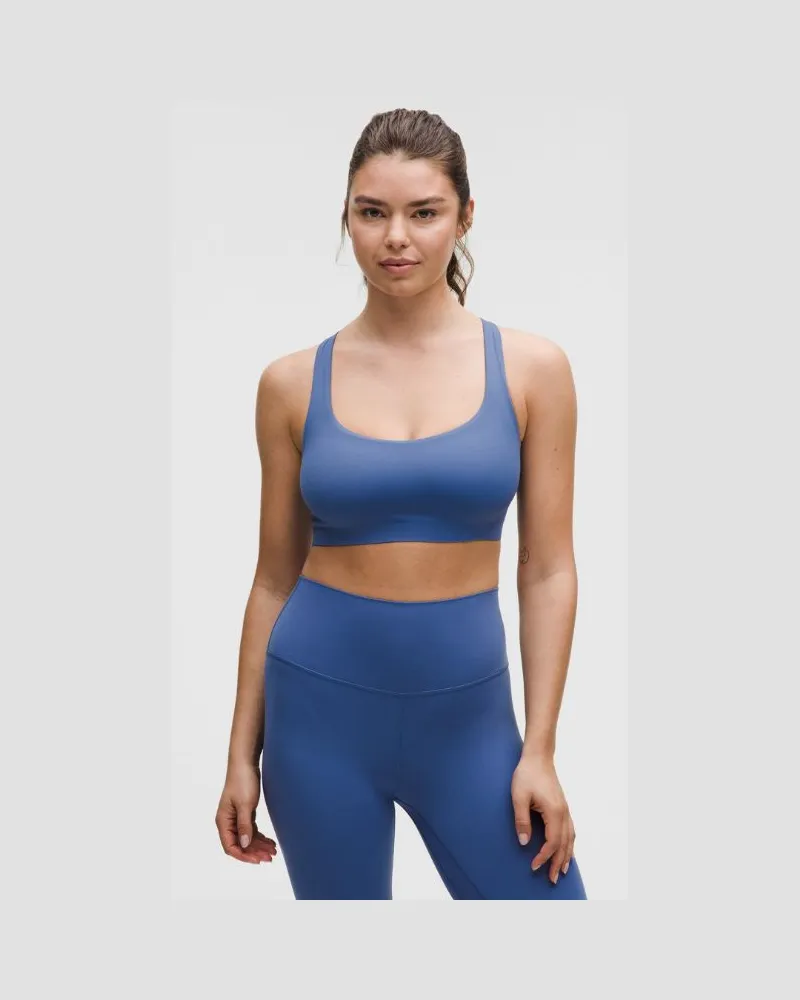 LULULEMON FlexyFlex Yoga-BH mit überkreuzten Trägern Leichter Halt für D–DD-Cups für Frauen – Größe in Brilliant Blue Brilliant