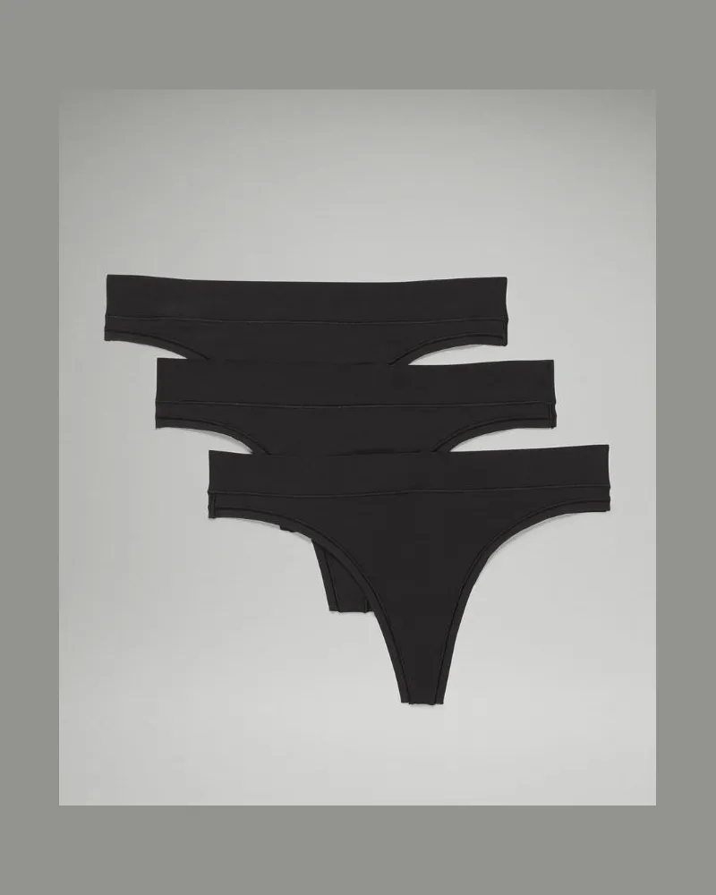 LULULEMON UnderEase String mit mittelhohem Bund 3er-Pack für Frauen – Größe in Black Black