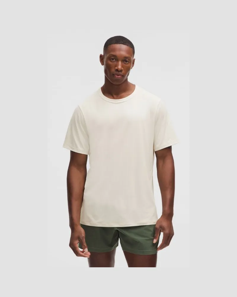 LULULEMON Mile Maker Run Crew Leichtes Kurzarm-Laufshirt mit Rundhalsausschnitt für Männer – Größe in Light Ivory Light