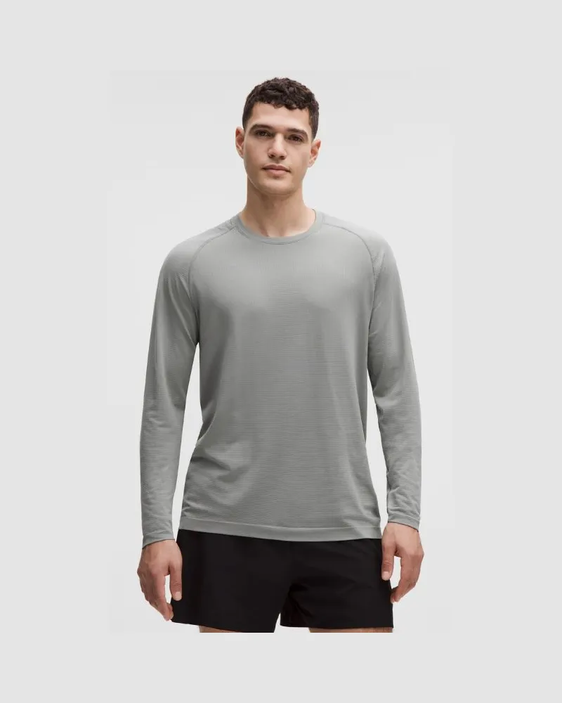 LULULEMON Metal Vent Tech Langarmshirt e Passform für Männer – Größe in Feather Grey Feather