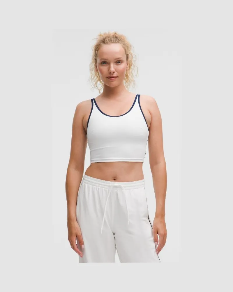 LULULEMON Tennis-Tanktop mit U-Ausschnitt und Cut-out Mittlerer Halt für B/C-Cups für Frauen – Größe in White/Club Blue White