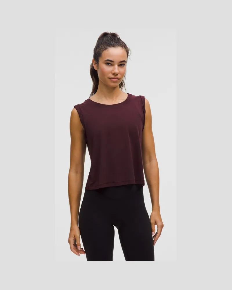 LULULEMON Trainings-Tanktop aus Jersey mit gerafften Ärmeln für Frauen – Größe in Goodnight Plum Goodnight