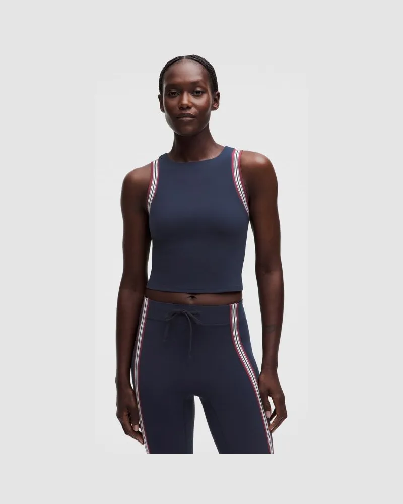 LULULEMON Hochgeschlossenes Groove-Tanktop Streifen für Frauen – Größe in True Navy/Burgundy Bay True
