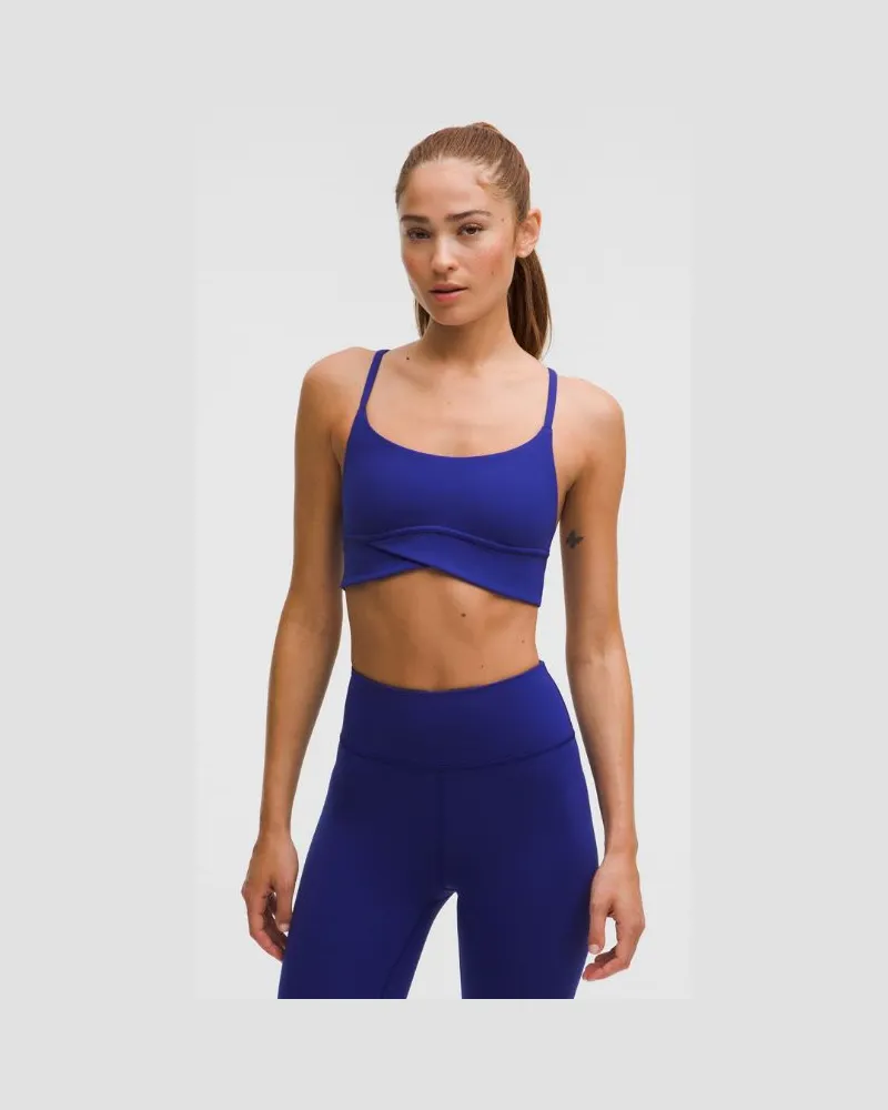 LULULEMON Wunder Train BH mit Wickeldesign Leichter Halt für A/B-Cups für Frauen – Größe in Deep Sea Blue Deep