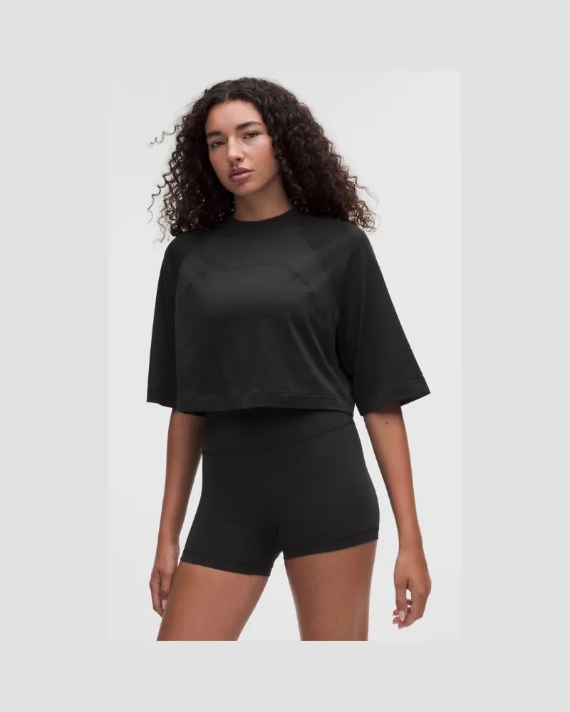 LULULEMON Trainings-T-Shirt aus Baumwollgemisch im Relaxed Fit für Frauen – Größe in Schwarz Schwarz